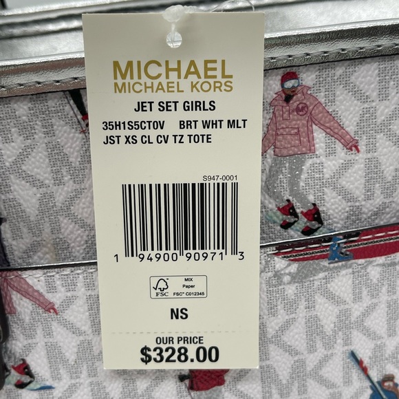 Michael Kors JST Xsmall Top Zip Tote Bag Bright White Multi - Picture 13 of 13